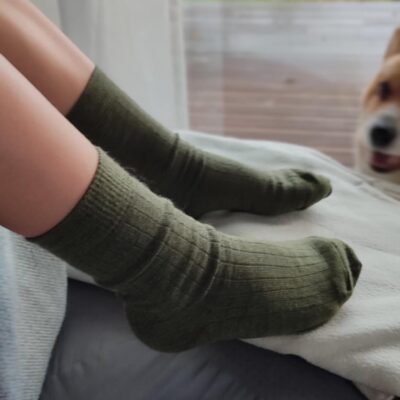 Vegateksa õhukesed 85% meriinovillased sokid Olive